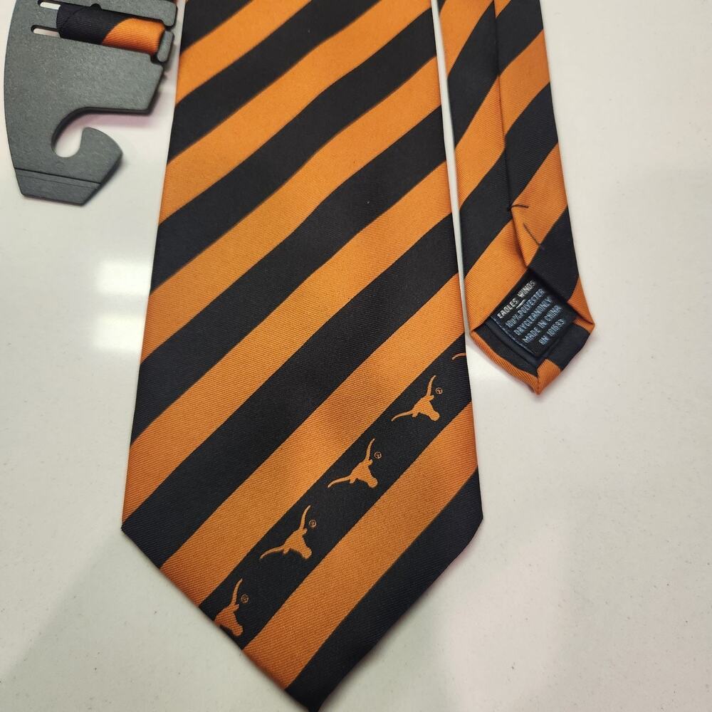 Texas Longhorns Eagles Wings Neck Tie Orange Black Striped NCAA Licensed...